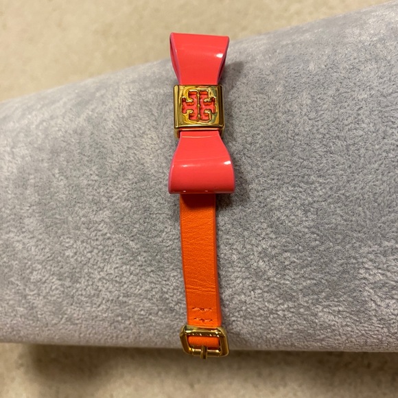 Tory Burch Orange and Pink Bow Bracelet Gold - Picture 3 of 3